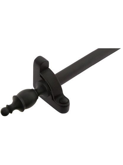 28 1/2 inch Heritage Crown Tip Stair Rod - 1/2 inch Diameter Brass With Standard Brackets in Wrought Iron.